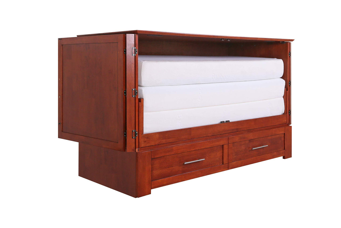 Selection emurphybed com daily delight charging station gel infused mattress solid wood murphy cabinet chest bed queen cherry