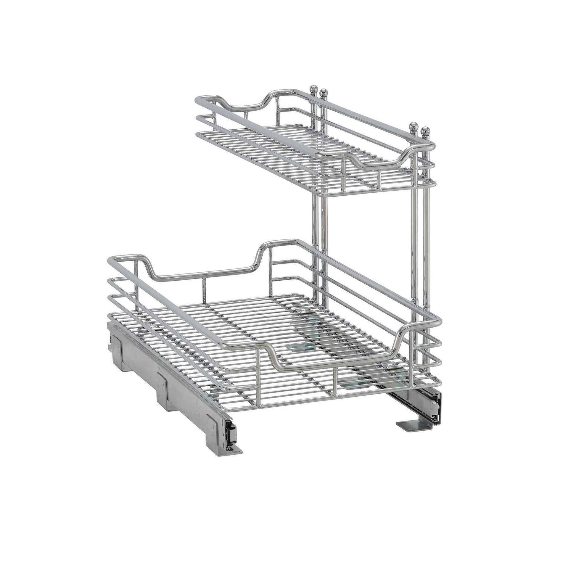 Best household essentials c42621 1 glidez 2 tier undersink cabinet organizer pull out shelves for storage 21 in d x 12 2 in w x 15 5 in h chrome wire deep silver