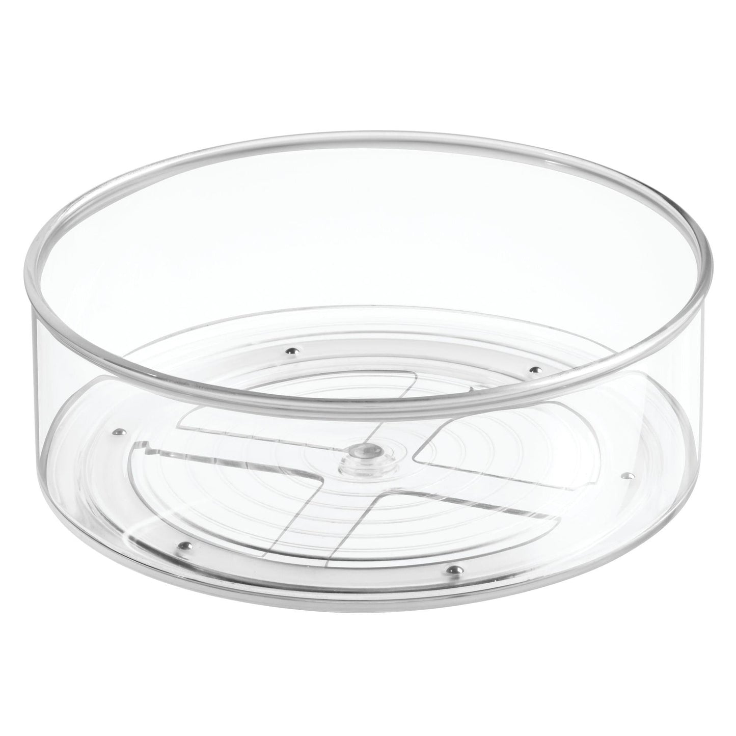 Top plastic lazy susan spinning food storage turntable for cabinet pantry refrigerator countertop spinning organizer for spices condiments baking supplies 9 round 2 pack clear