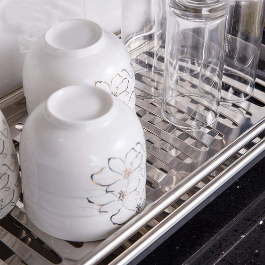 On amazon 2 tier kitchen cabinet dish rack 19 3 wall mounted stainless steel dish rack steel dishes drying rack plates organizer rubber leg protector with drain board