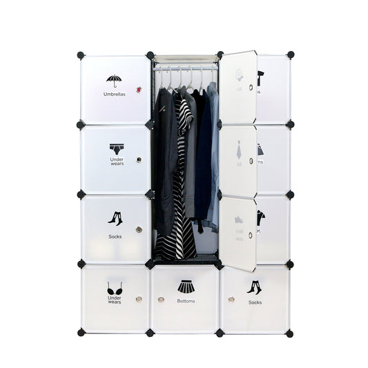 Purchase unicoo multi use diy plastic 12 cube organizer toy organizer bookcase storage cabinet wardrobe closet white with door sticker deeper cube white