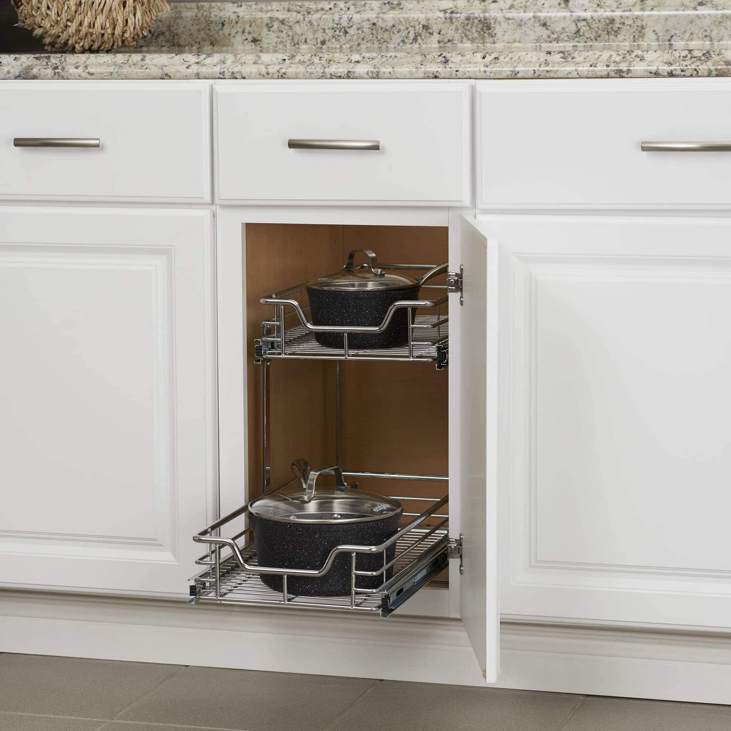 Top household essentials c21221 1 glidez 2 tier sliding cabinet organizer 11 5 wide chrome