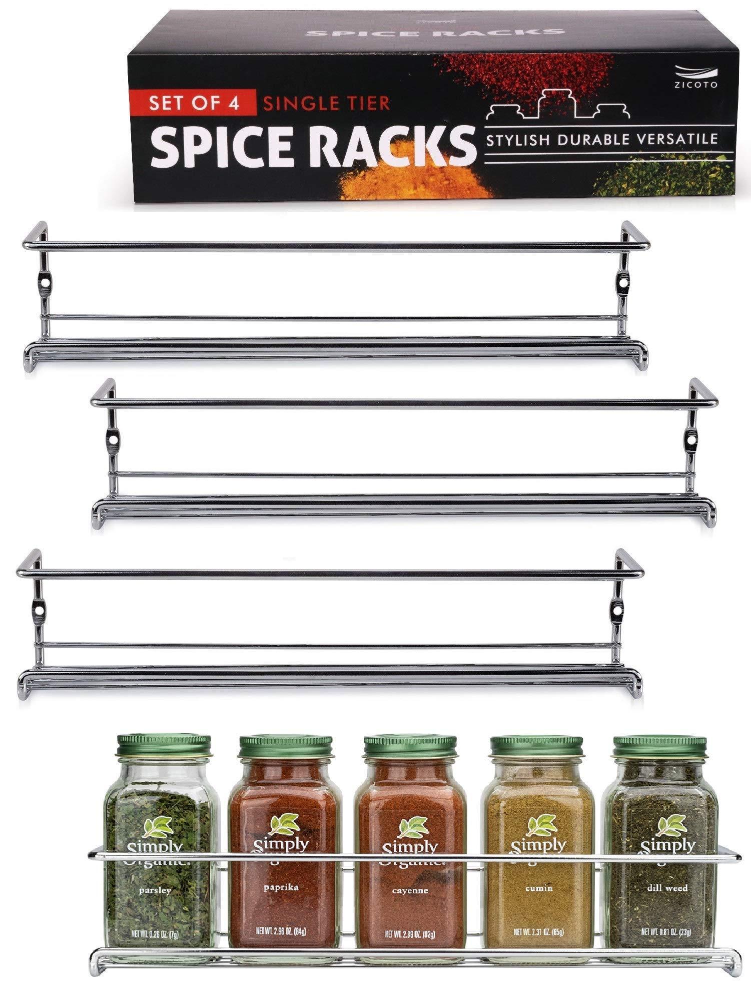 New gorgeous spice rack organizer for cabinets or wall mounts space saving set of 4 hanging racks perfect seasoning organizer for your kitchen cabinet cupboard or pantry door