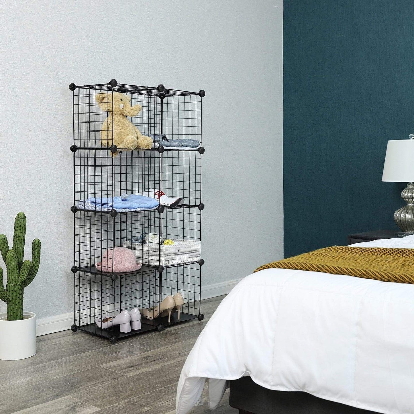 Best seller  songmics metal wire cube storage 9 cube shelves organizer stackable storage bins modular bookcase diy closet cabinet shelf 36 6l x 12 2w x 36 6h black ulpi115h
