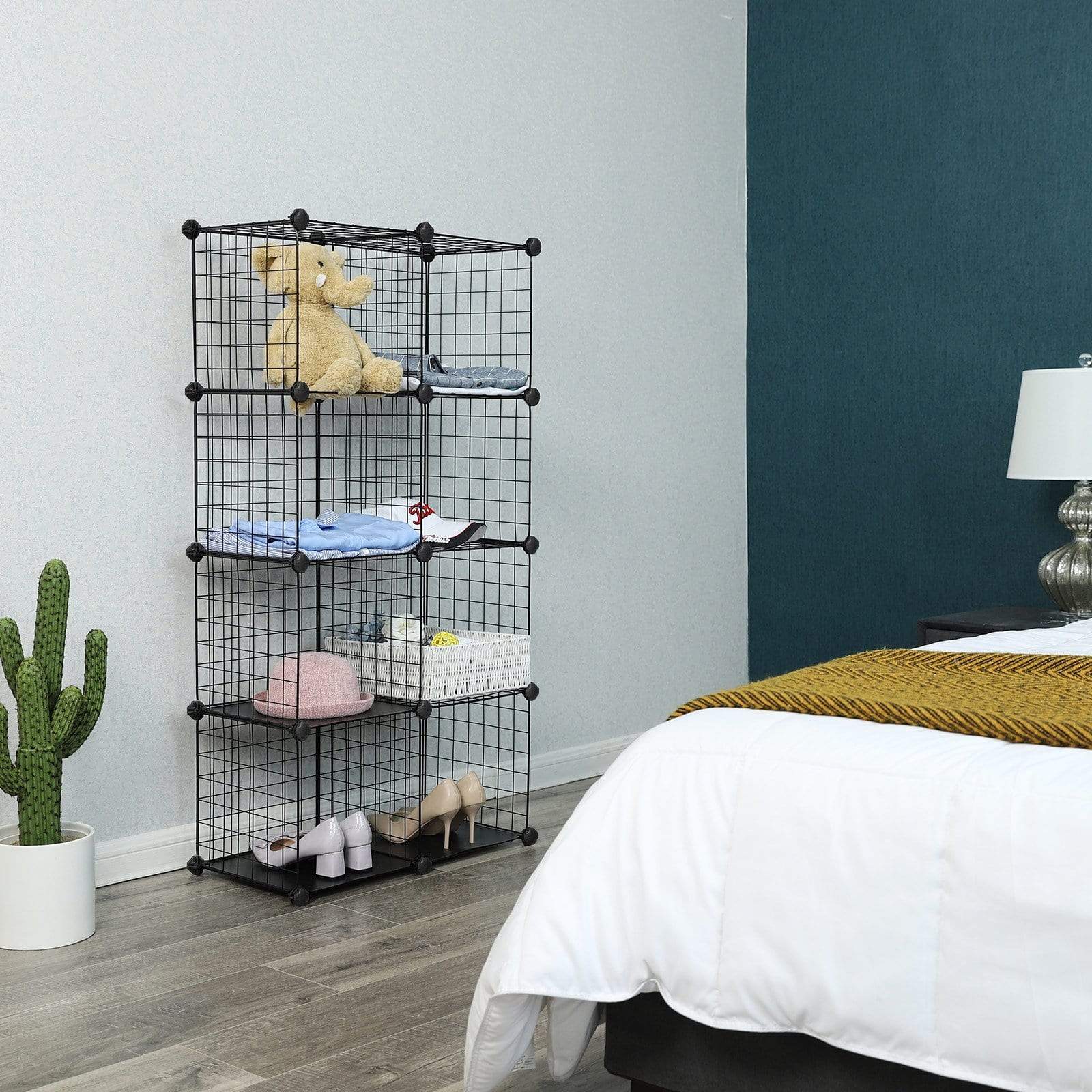 Best seller  songmics metal wire cube storage 9 cube shelves organizer stackable storage bins modular bookcase diy closet cabinet shelf 36 6l x 12 2w x 36 6h black ulpi115h