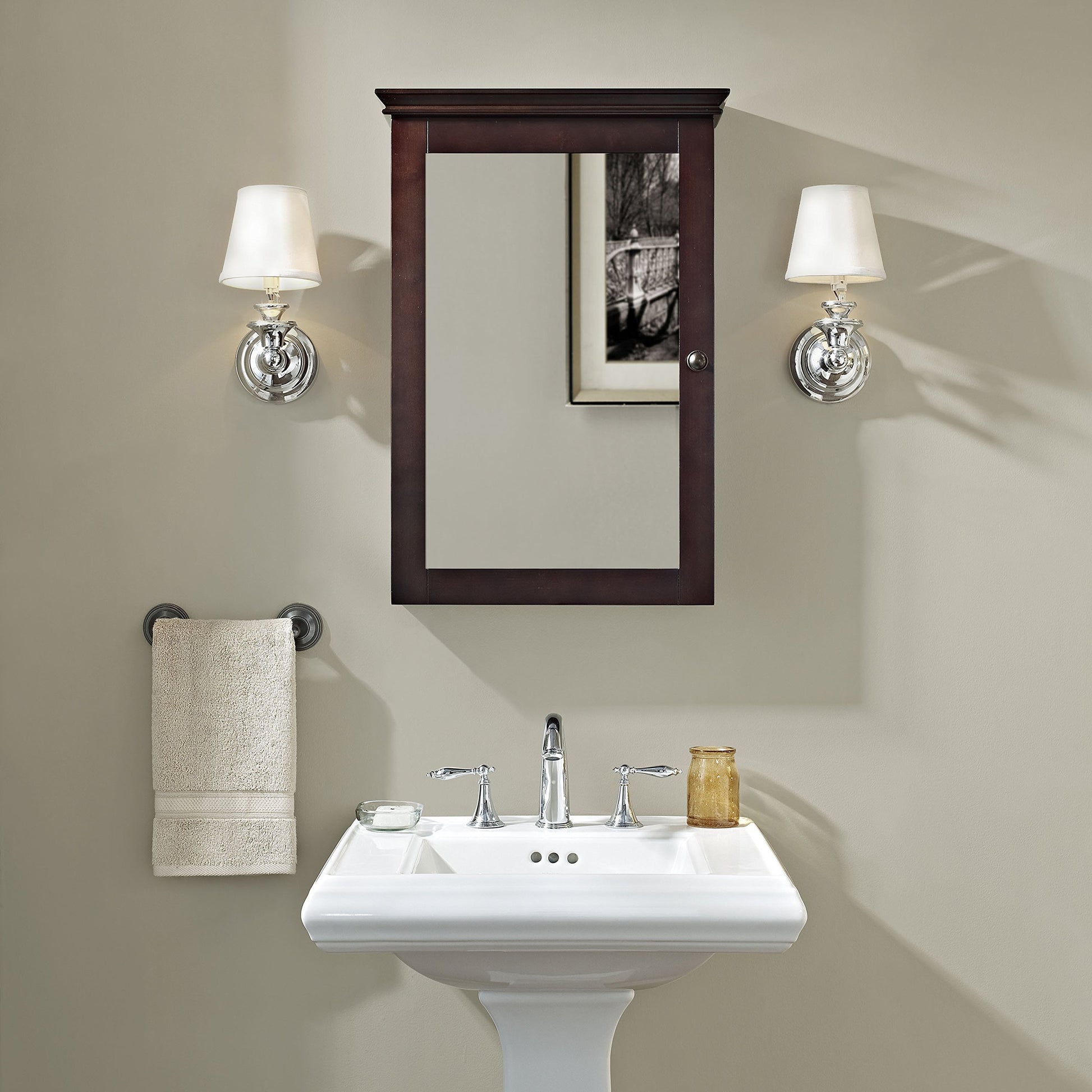 Get crosley furniture lydia mirrored bathroom wall cabinet espresso