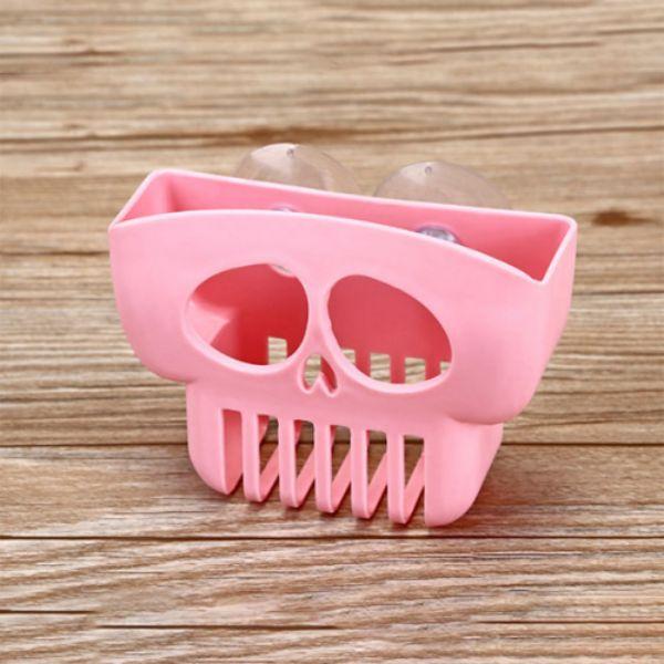 Skeleton Designed Kitchen Bathroom Suction Cup Sponge Holder - 3 Pack - 3 Colors